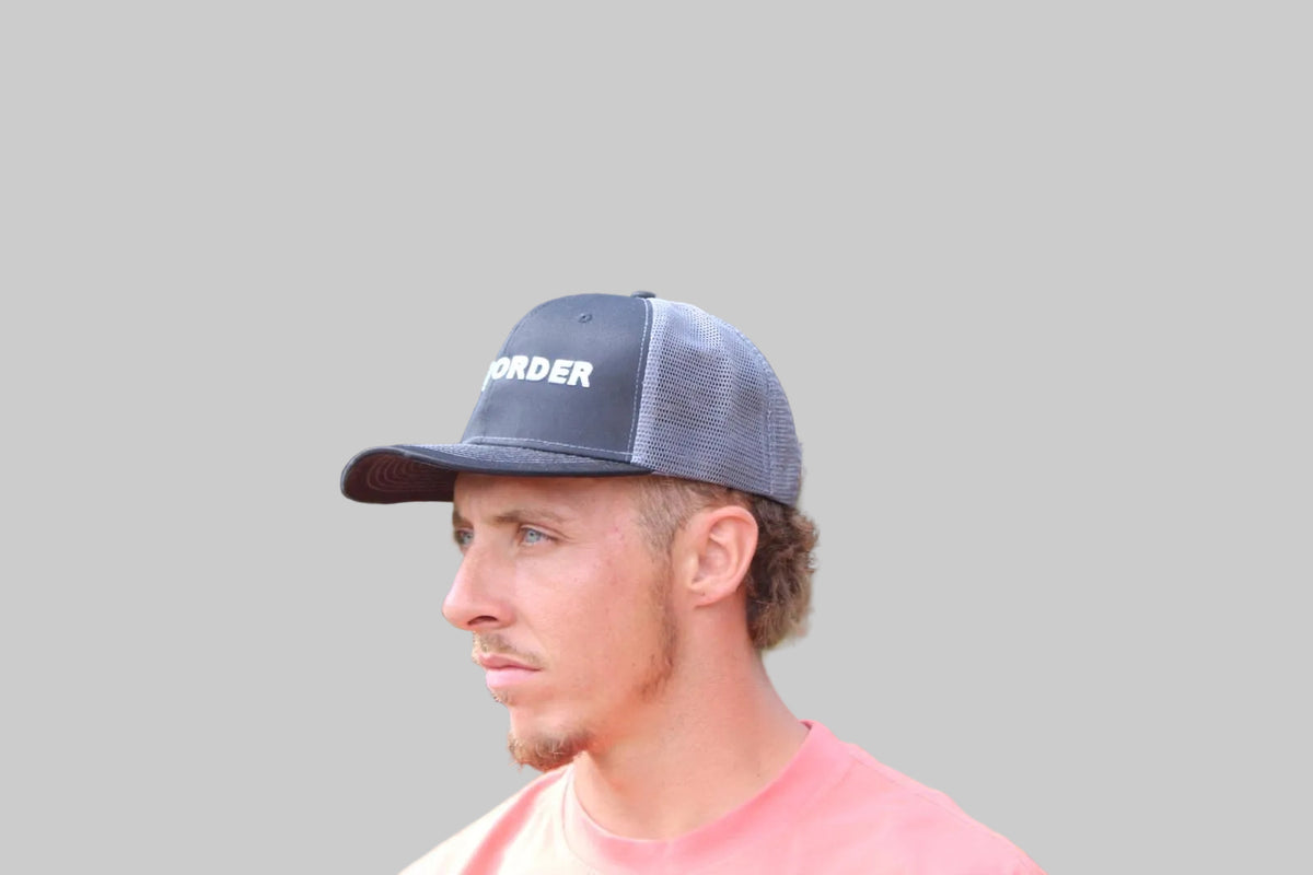 Red trucker cap
